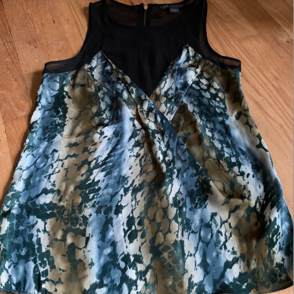 Armani Exchange Silk and Mesh Tank